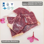 Beef BLADE Australia RALPHS frozen sampil kecil daging rendang PORTIONED CUTS 1.5" 4cm (price/pc 1kg)